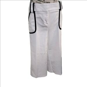 New York & Company White & Black Trim Wide Leg Pants Size 8